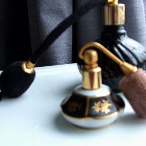 VTG PERFUME Bottles Limoges Black Amethyst 2 bottles